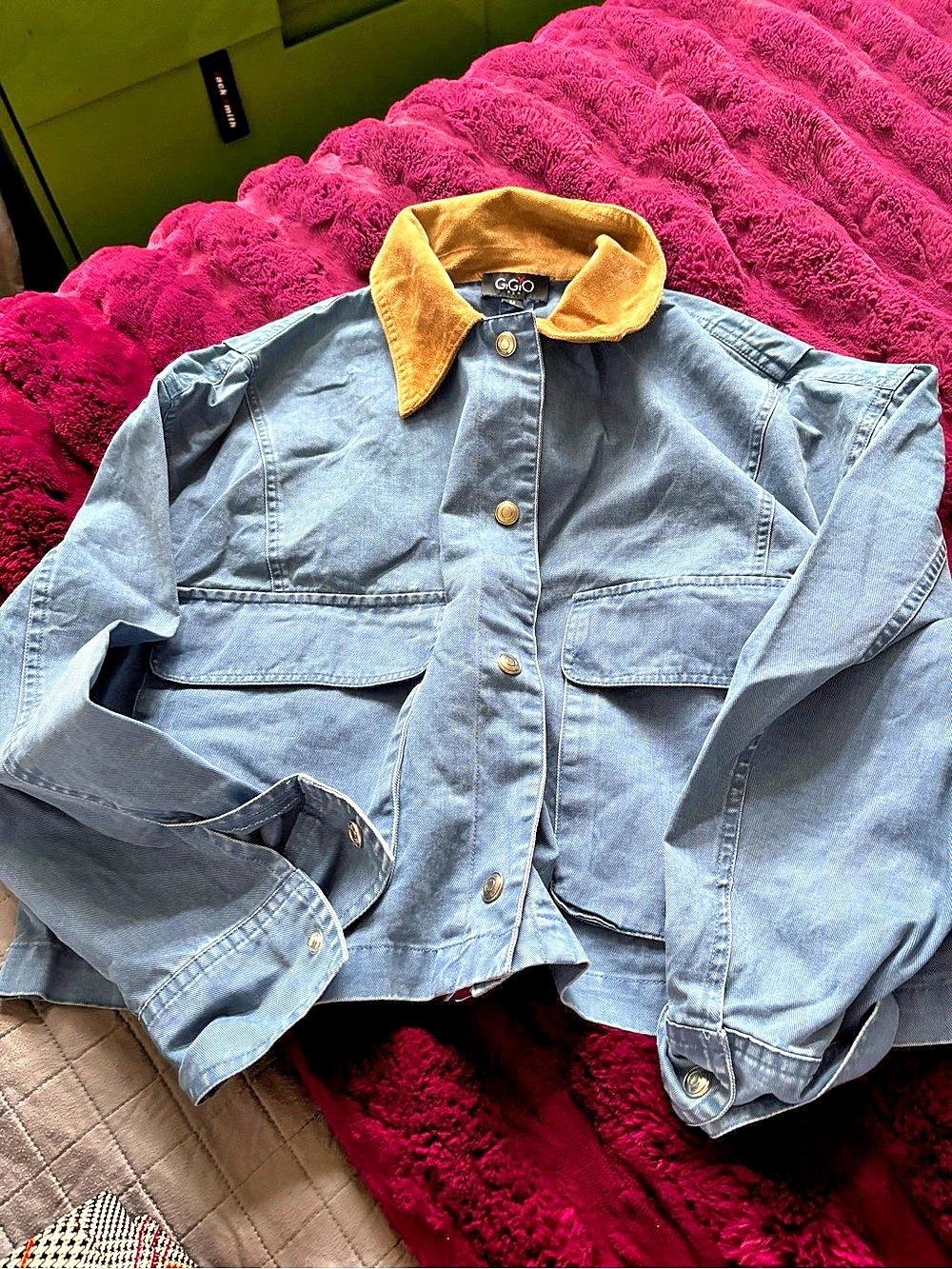 GiGiO cropped Utility Jacket in Blue & Brown Size Medium